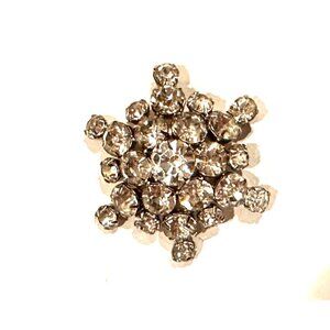WEISS VINTAGE 1.75" CRYTSTAL CLEAR RHINESTONES DOME STAR SNOWFLAKE PIN BROOCH EU
